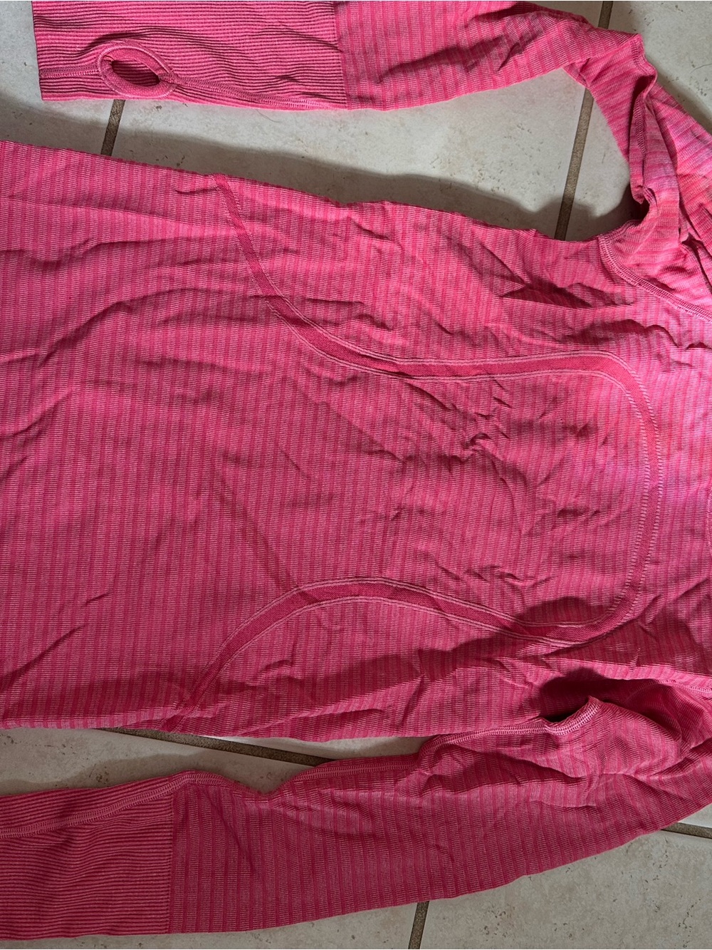 lululemon athletica Pink Striped Long-Sleeve Top